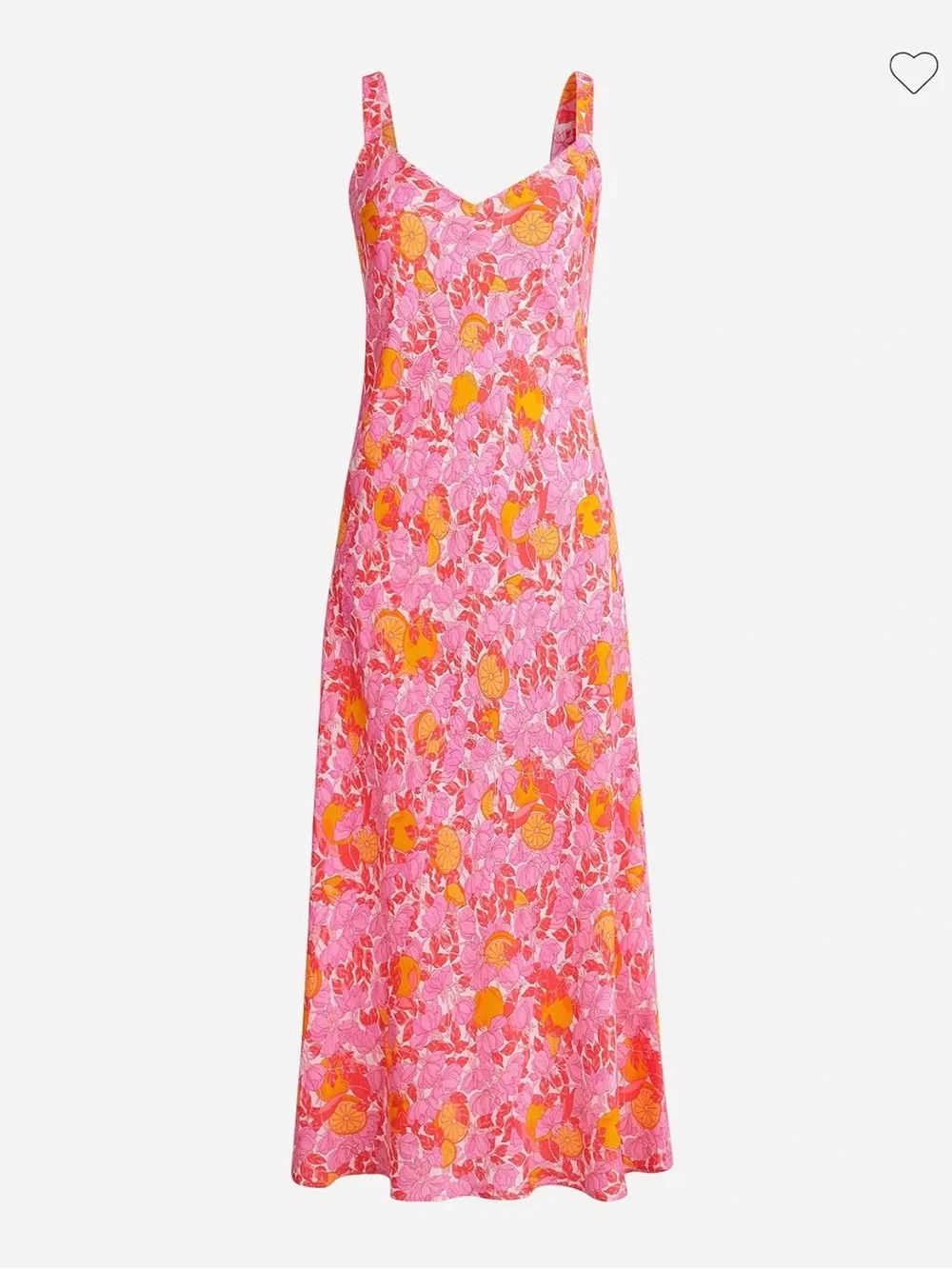 J. Crew | Gwyneth V-neck cupro-blend slip dress, Pink Limone Print, Size 18 -EUC